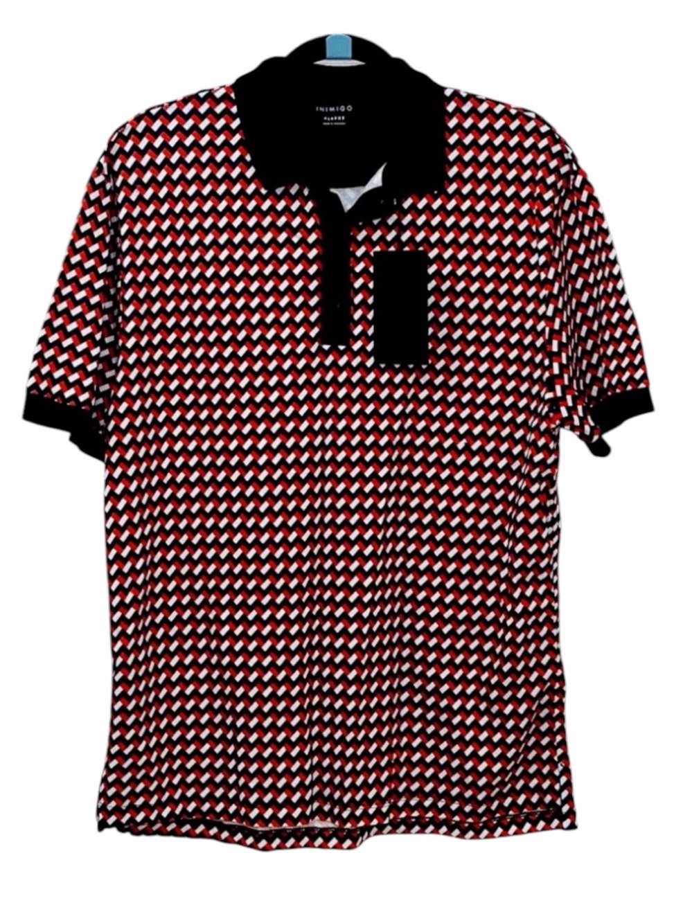 New Inimigo Navy Blue Red Knit polo Men’s shirt size X-Large